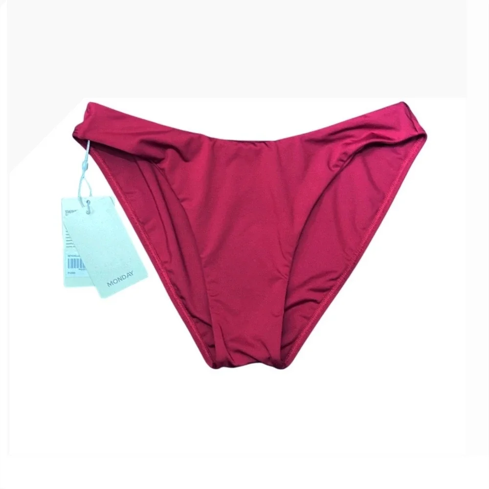 Monday Swimwear Seychelles Bottom Women's Small Burgundy Resort Swim Bikini
